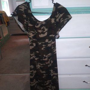 tight fitted camouflage midi dress